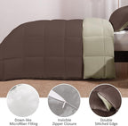 Basic Beyond Twin Comforter Set for Girls and Boys - Fluffy Twin Bed Comforter Set for All Seasons - Reversible Kids Twin Comforter Set - 2 Pieces (1 Comforter + 1 Pillow Sham) - Brown/Ivory