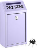 Yaocom Safe Metal Cash Box for Farm Stand – Money Drop and Secure Donation Collection, Wall Mount Lockable Unit with Pre Drilled Holes for Outdoor Self Serve(Morandi Purple,10.2 x 5.7 x 2.8 Inch)