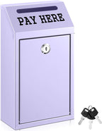 Yaocom Safe Metal Cash Box for Farm Stand – Money Drop and Secure Donation Collection, Wall Mount Lockable Unit with Pre Drilled Holes for Outdoor Self Serve(Morandi Purple,10.2 x 5.7 x 2.8 Inch)