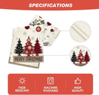 Artoid Mode Red Pine Trees Merry Christmas Table Runner, Winter Xmas Holiday Kitchen Dining Table Decoration for Home Party Decor 13x72 Inch