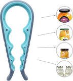 Jar Opener for Seniors with Arthritis,Jar Opener for Weak Hands,5-in-1 Bottle Opener,4-in-1 Can Opener (A-Blue)