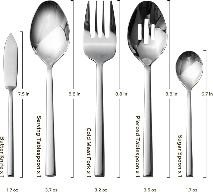 Alata Potter 65-Piece Forged Silverware Set, Service for 12 – Premium Stainless Steel Flatware Set, Modern Design with Satin Finish, Ideal for Home, Kitchen, Party, Camping