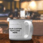 DISCOUNT PROMOS Custom Ceramic Campfire Coffee Mugs 13 oz. Set of 50, Personalized Bulk Pack - Perfect for Tea, Espresso, Cappuccino, Hot Cocoa - White