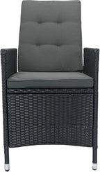 7-Piece Patio Dining, Outdoor Conversation Furniture Set with Adjustable Backrest Wicker + Dark Grey Cushion for Backyard, Balcony and Garden, Zj-Black