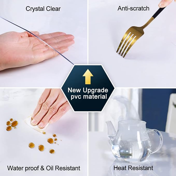 Thick Clear Table Top Cover - 72 x 32 Inches, Heavy Duty, No Plastic Smell