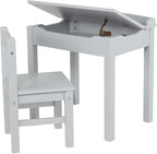 Melissa & Doug Wooden Lift-Top Desk & Chair - Gray , Grey - Toddler And Kids , For Ages 3+ With Self-Containted Storage And Chair Set