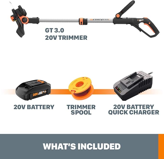 Worx String Trimmer Cordless GT3.0 20V PowerShare 12" Edger & Weed Trimmer (1) Battery & Charger Included WG163.8