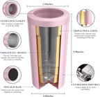 Pealeap 4-in-1 Insulated Slim Can Cooler for All 12oz Cans & Beer Bottles | Double-walled Stainless Steel Vacuum Can Cozy | Keep 8Hrs Cold | Universal Fits 12oz Drinks | No Sweat | Cup Holder Friendly