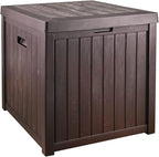 Deck Box, 51 Gallon Front Porch Package Bin Delivery Box for Outside, Small Patio Outdoor Storage Boxes Waterproof, UV Resistant Plastic Resin Pool Storage Bins with lids, Brown
