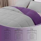 Basic Beyond Twin Comforter Set for Girls and Boys - Fluffy Twin Bed Comforter Set for All Seasons - Reversible Kids Twin Comforter Set - 2 Pieces (1 Comforter + 1 Pillow Sham) - Purple/Grey
