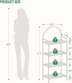 Bookcase Bookshelf, Tempered Glass Bookshelves, Slim Shelving Unit for Bedroom, Bathroom, Home Office, Steel Frame, 4 Tier Gold BC21499G