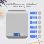 Digital Shipping Scale,Stainless Steel Panel, Accurate Portable Postal Scale for Packages, Small Business,Kitchen, Food, Handmade, Liquids, and Boutique (Silver Rechargeable(10kg/1g))