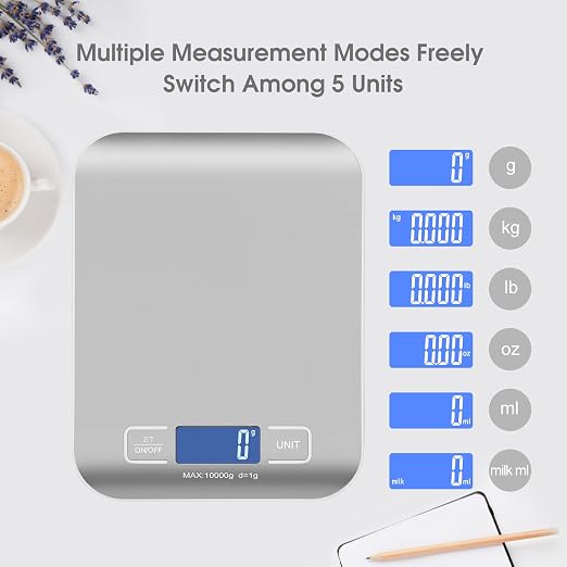 Digital Shipping Scale,Stainless Steel Panel, Accurate Portable Postal Scale for Packages, Small Business,Kitchen, Food, Handmade, Liquids, and Boutique (Silver Rechargeable(10kg/1g))
