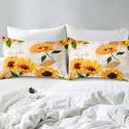 Vintage Sunflowers Comforter Full Size Yellow Floral Bedding Sets Girls Child Youth Tropical Sunflower Print Down Comforter Old Fashioned Quilt Flower Blossoms Bedding Comforter Set Nature Theme