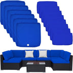 ClawsCover 14Pack Outdoor Patio Seat and Back Cushions Replacement Covers Fit for 7Pieces 6-Seater Wicker Rattan Sectional Couch Chair Furniture Set,Royal Blue-Include Cover Only (Small)