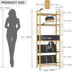 Bookshelf with Drawers- 60'' Wide Industrial Book Shelf with Bookend, 5 Tiers Tall Storage Shelves, Steel Frame Display Rack, Suitable for Bedroom, Office, Living Room-27'' Depth Black