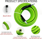 5800PSI/400Bar Ultra Flexible Pressure Washer Hose for Bosch Home Cleaning, 5M-30M High Pressure Extension Tube with Quick-Connect Adapter,(Red/Blue/Yellow/Green/Grey/Orange/Light Blue)(Green,50FT)