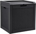 YITAHOME 32 Gallon Rattan Deck Box, Indoor Outdoor Storage Box for Patio Furniture, Pool Accessories, Cushions, Garden Tools, Sports Equipment, Waterproof Resin with Lockable Lid & Side Handles, Black