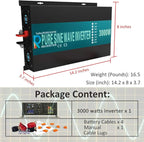WZRELB 3000W 48V 120V Pure Sine Wave Power Inverter Remote Control with 2 AC Outlets,Car Inverter (RBPRC-300048)