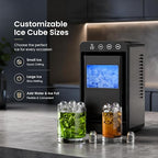 Kismile Portable Countertop Ice Maker Machine, 26lbs Ice in 24Hrs, Self-Cleaning Ice Maker with Selectable Ice Size & Internal Light, Compact Design for Home/Kitchen/Bar