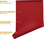 Hubulk Dog Feeding Mat,100% Waterproof Food Grade Silicone Pet Food and Water Bowl Placemat,Dishwasher, High Raised Edge to Prevent Spills,Nonslip Tray to Stop Messes on Floor (32"x24"x1.0", Red)