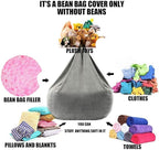 Stuffed Animal Storage Bean Bag Chair Cover (No Filler) Washable Ultra Soft Corduroy Bean Bag Cover for Organizing Plush Toys or Textile, Sack Bean Bag for Adults, Teens