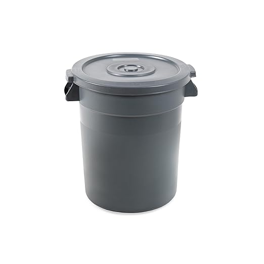 PRO&Family 20 Gallon Trash Can with Lid Round Ingredient Storage Containers Recycling Bin Kitchen Garbage Can Office Garbage Can Trash Barrel Plastic Barrel Yard Waste Bin Outdoor Trashcan (10, Gray)