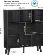 YAHARBO 8 Cube Bookshelf,3 Tier Bookcase with Legs,Black Mid-Century Modern Bookshelves,Large Free Standing Open Storage Organizer Shelf,Tall Wooden Book Case Furniture for Bedroom,Living Room,Office