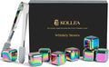 Kollea Whiskey Stones, 8 PCS Multicolor Stainless Steel Whiskey Chilling Rocks, Reusable Ice Cubes for Bottle Drinking, for Men Dad, Boyfriend, Bourbon, Cocktail Bar, Fathers, Anniversary, Christmas