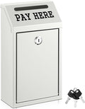 Yaocom Safe Metal Cash Box for Farm Stand – Money Drop and Secure Donation Collection, Wall Mount Lockable Unit with Pre Drilled Holes for Outdoor Self Serve(White,10.2 x 5.7 x 2.8 Inch)