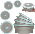 4 Pcs Collapsible Bowls with Lids Silicone Camping Food Storage Container Expandable Folding Salad Lunch Box Travel Container for Hiking Camping