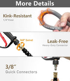Pressure Washer Hose 50FT 4000 PSI, Kink Resistant Steel Braided Layer & NonMarking Rubber for Hot/Cold Water, High Power Washer Hose With 3/8 Inch Quick Connect & M22 Fitting, Gray