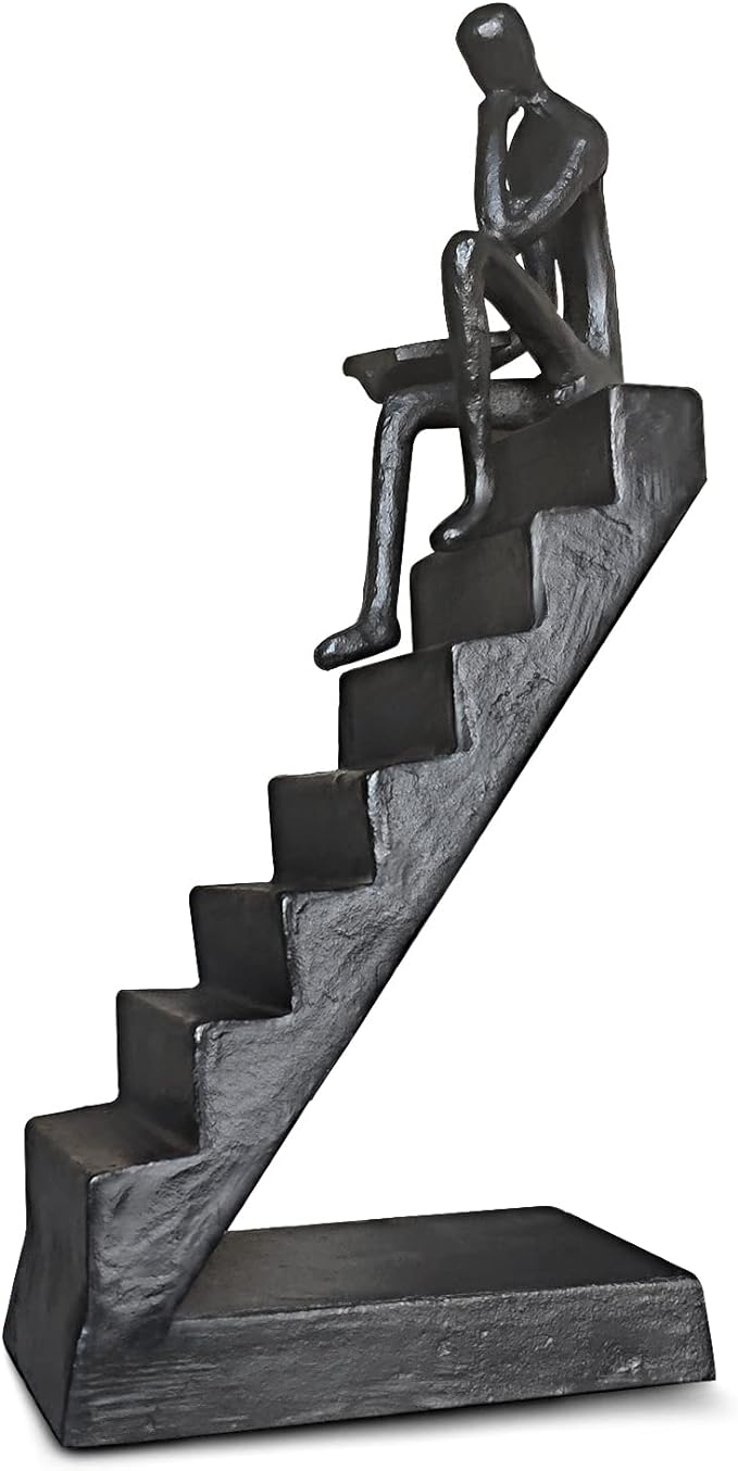 Jalunth Bookshelf Bookcase Aesthetic Decoration Art Sculptures Home Decor Book Shelf Case Modern Accents Figurine Reading Metal Decorative Ideas Objects Accessories Library Office Steel Statue Gifts