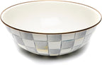 MACKENZIE-CHILDS Enamel Everyday Bowl, Serving Bowl for Entertaining, Extra-Large, Gray-and-White Sterling Check, Set of 1