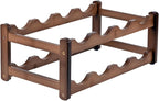 Bamboo Wine Rack, Walnut Finish 2-Tier Freestanding Storage Shelf, Holds 8 Bottles, Space Saving Countertop Cabinet Organizer for Basement, Kitchen, Pantry, Dining Room, Bar