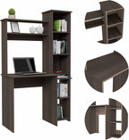 NicBex Laik-DW-00077-DX Desks, 38.7" W x 17.8" D x 63.9" H, Brown