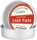 8 Inch Round Cake Pan, 8x3 inch 2 Set Anodized Aluminum Round Baking Pan, Small Cake Pan Non-Toxic & Heavy Duty, Deep Side, Easy Clean & Dishwasher Safe