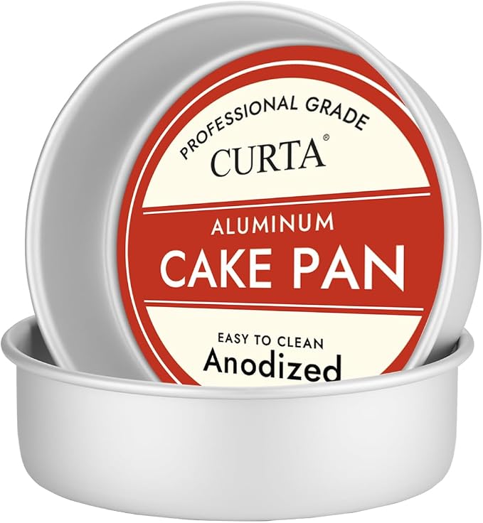 8 Inch Round Cake Pan, 8x3 inch 2 Set Anodized Aluminum Round Baking Pan, Small Cake Pan Non-Toxic & Heavy Duty, Deep Side, Easy Clean & Dishwasher Safe