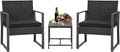 FDW Wicker Patio Chairs Rattan Bistro Set Outdoor Furniture for Backyard Porch Poolside Lawn, Cushion, Black and Black
