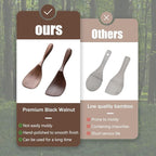 Black Walnut Wooden Cooking Spoons Set - 1 Flat + 1 Angled Rice Scooper, Durable & Eco-Friendly for Cooking & Serving - Perfect for Kitchen Enthusiasts and Gourmet Lovers