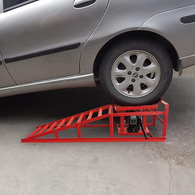 BLVD-LPF OBEY YOUR LUXURY 2 Pack Hydraulic Car Ramps 10000lbs 5T 11000lbs Low Profile Car Lift Service Ramps Truck Trailer Garage, Height Hydraulic Vehicle Ramps (RED)