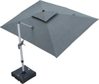 PURPLE LEAF 9' X 12' Cantilever Outdoor Patio Umbrella Large Heavy Duty 360° Rotation Double Top Offset Rectangular Umbrellas for Backyard Deck Pool, Cast Slate