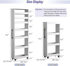 7-Tier Slim Storage Cart, Wooden Rolling Pantry Cabinet with Wheels, Narrow Shelf Organizer for Kitchen, Bakers Rack, Dining Room, Closet, Small Spaces Gray 73.2''H*9.8''W*19.6''D