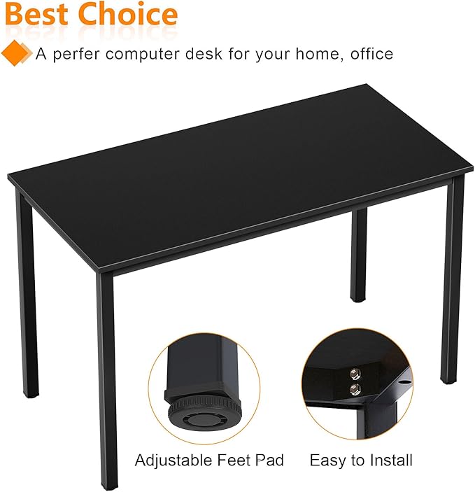 Need Small Computer Desk Writing Desk 39 3/8'' L Study Desk for Small Space Gaming Desk Sturdy and Heavy Duty Home Office Desk for Dormitory/Meeting Room AC3CB(100 * 60) Beside Table,Black/Black