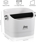 Espresso Knock Box - Bincoo Espresso Machine Knock Box/Espresso Grounds Knock Box, Barista Style Coffee Knock Box for Grounds with Removable Shock-Absorbent Knock Bar and Anti-Slip Base. (White)