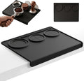 Espresso Tamping Mat, 90° Corner Silicone Coffee Bar Mat for 51/54/58mm Portafilters, Drawer-Friendly Tamper Mat with Tamper, Distributor & Puck Screen Slots, Countertop Protector, Black