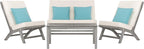 Safavieh PAT7044B Collection Chaston Wash and White and Light Blue 4 Pc Living Accent Pillows Outdoor Set, Grey/Beige Soild