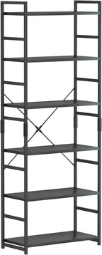 NUMENN 6 Tier Bookshelf, Tall Bookcase Shelf Storage Organizer, Modern Book Shelf for Bedroom, Living Room and Home Office, Black