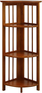 Casual Home 3-Shelf Folding Stackable Bookcase and Casual Home 4-Shelf Corner Folding Bookcase Bundle