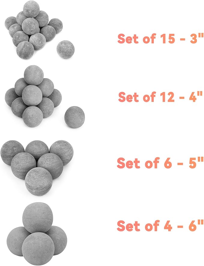 Skyflame 6-inch Ceramic Balls, 4 Pack Gray Round Fire Stones for Natural/Propane Indoor/Outdoor Fire Pits/Fireplaces/Fire Bowls Accessory